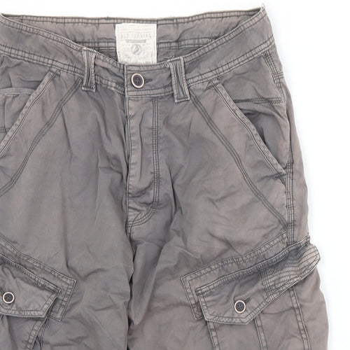 Red Herring Mens Grey  Cotton Cargo Shorts Size 32 L11 in Regular Zip