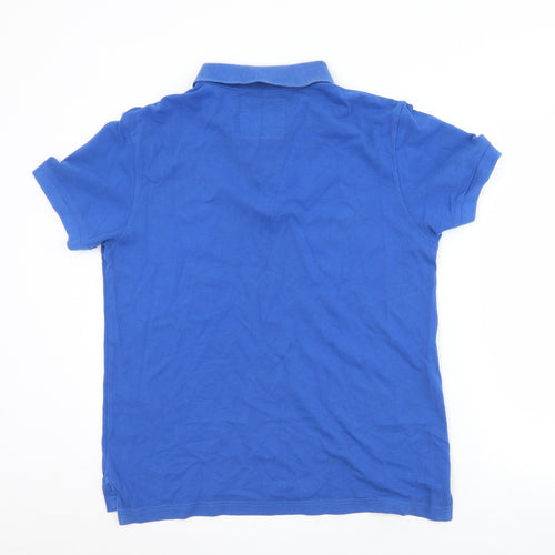 Blue Inc Mens Blue  Cotton  Polo Size M Collared Button