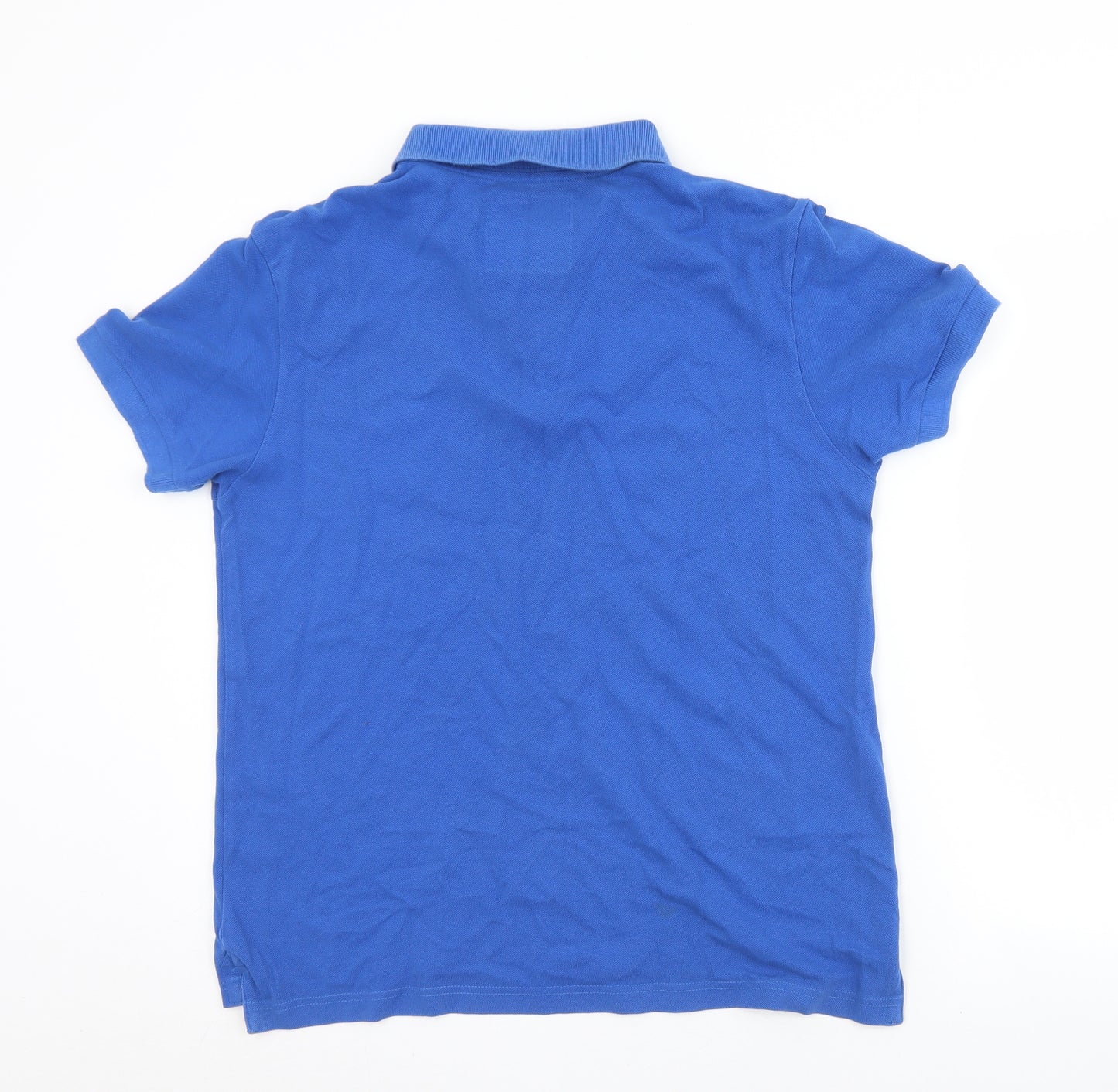 Blue Inc Mens Blue  Cotton  Polo Size M Collared Button
