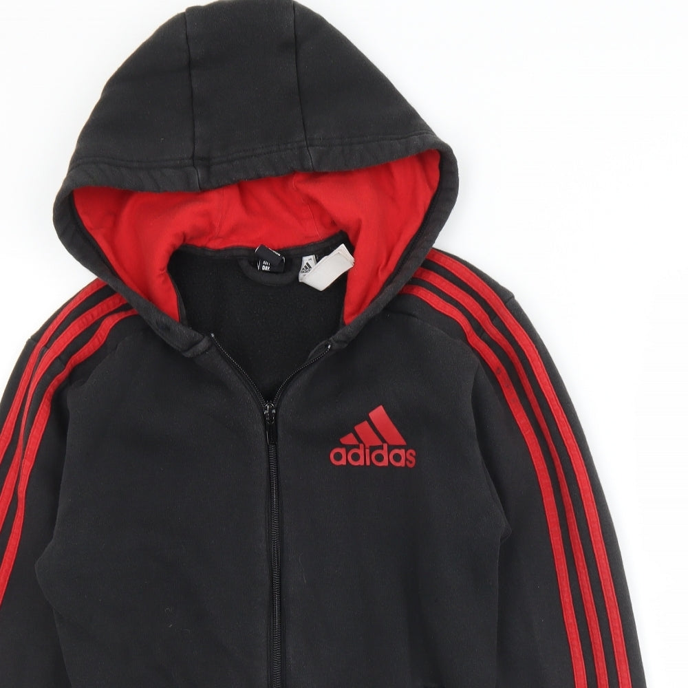 adidas Mens Black  Polyester Full Zip Hoodie Size S