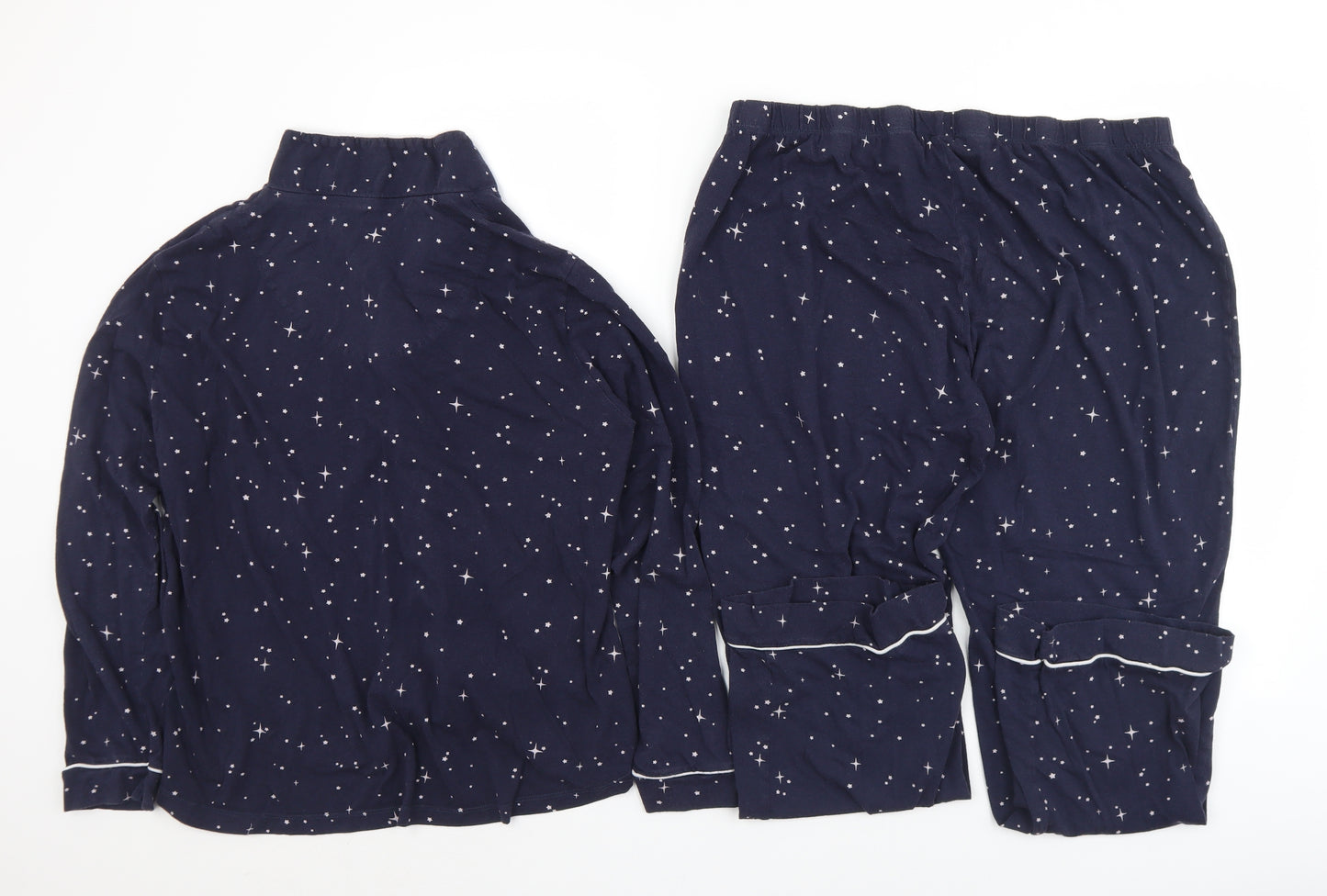 Dunnes Stores Womens Blue Geometric Cotton Top Pyjama Set Size 14  Button - Stars