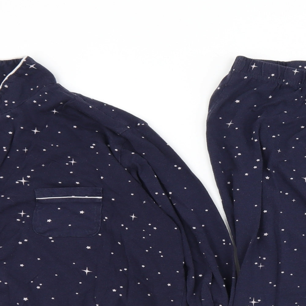Dunnes Stores Womens Blue Geometric Cotton Top Pyjama Set Size 14  Button - Stars