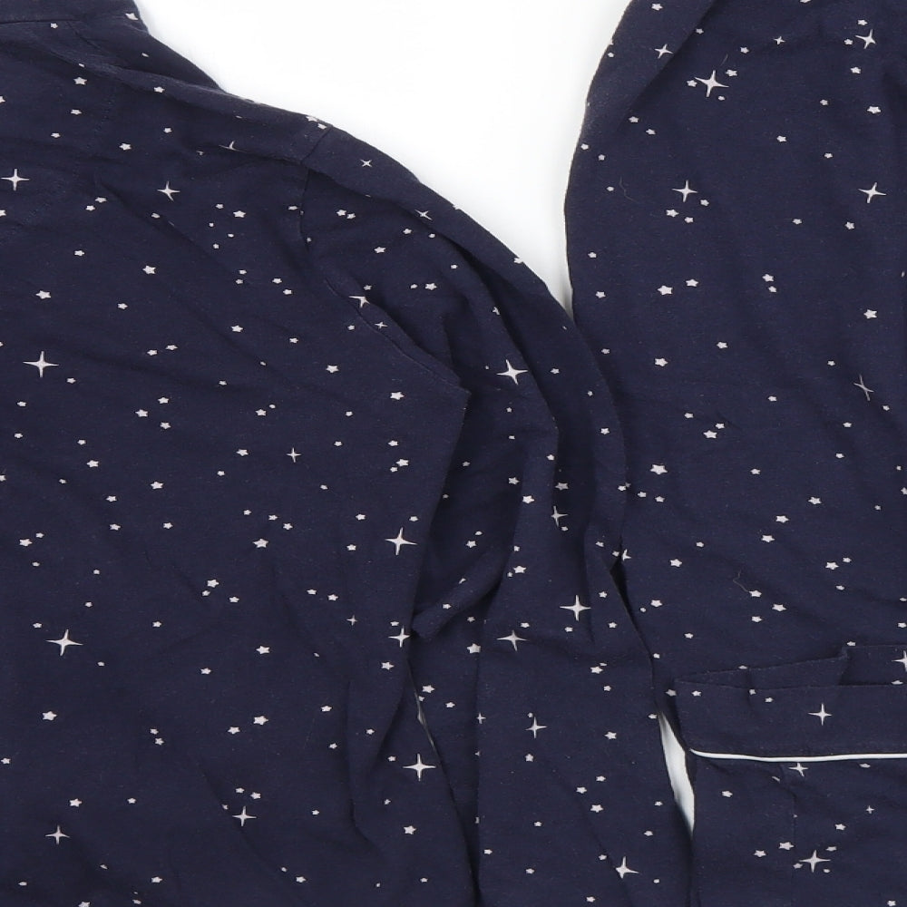 Dunnes Stores Womens Blue Geometric Cotton Top Pyjama Set Size 14  Button - Stars
