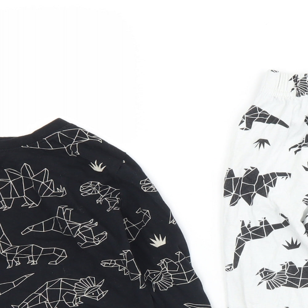 F&F Boys Black Geometric Cotton  Pyjama Set Size 3-4 Years   - Dinosaurs