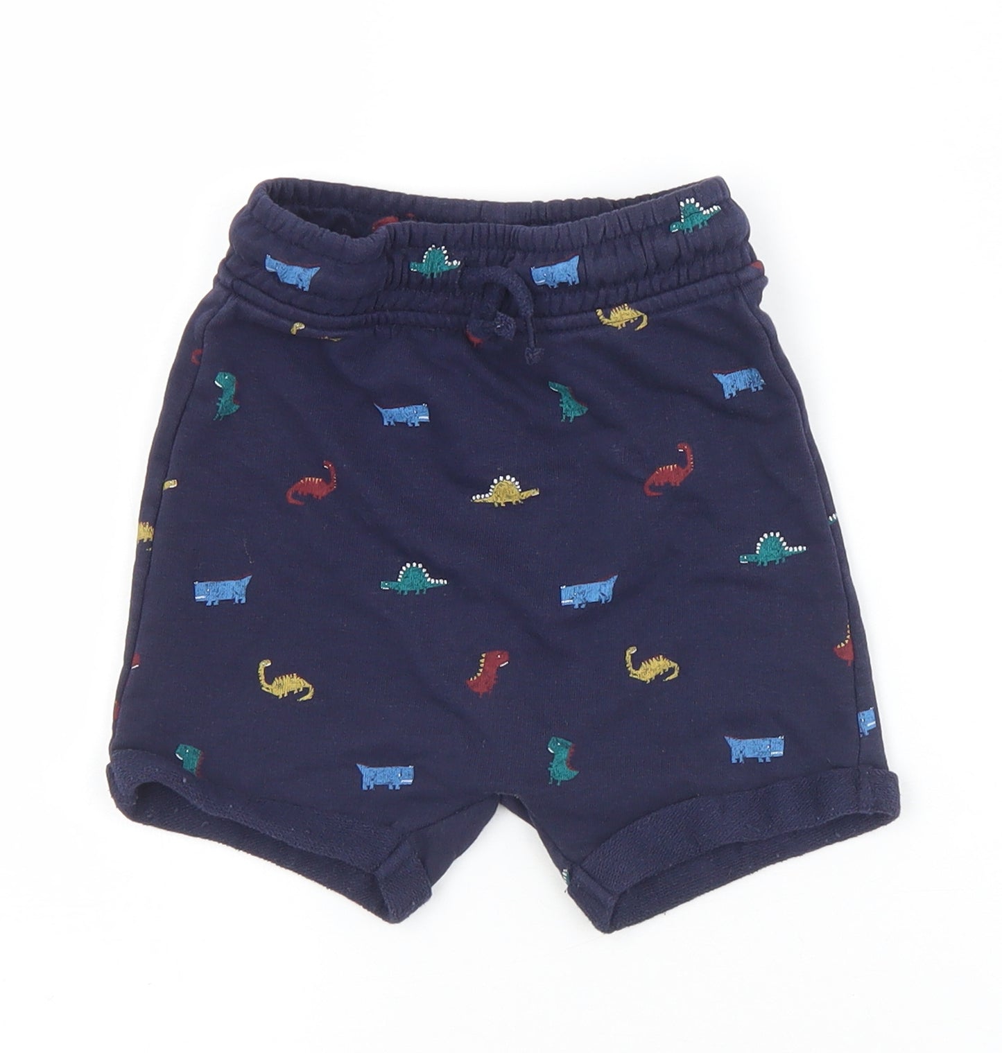 George Boys Blue Geometric Cotton Sweat Shorts Size 2-3 Years  Regular Drawstring - DInosaurs
