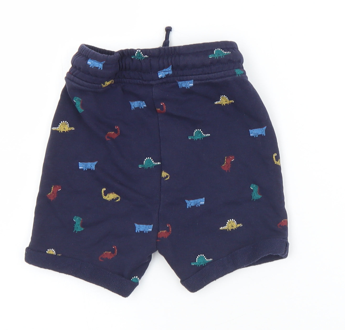 George Boys Blue Geometric Cotton Sweat Shorts Size 2-3 Years  Regular Drawstring - DInosaurs