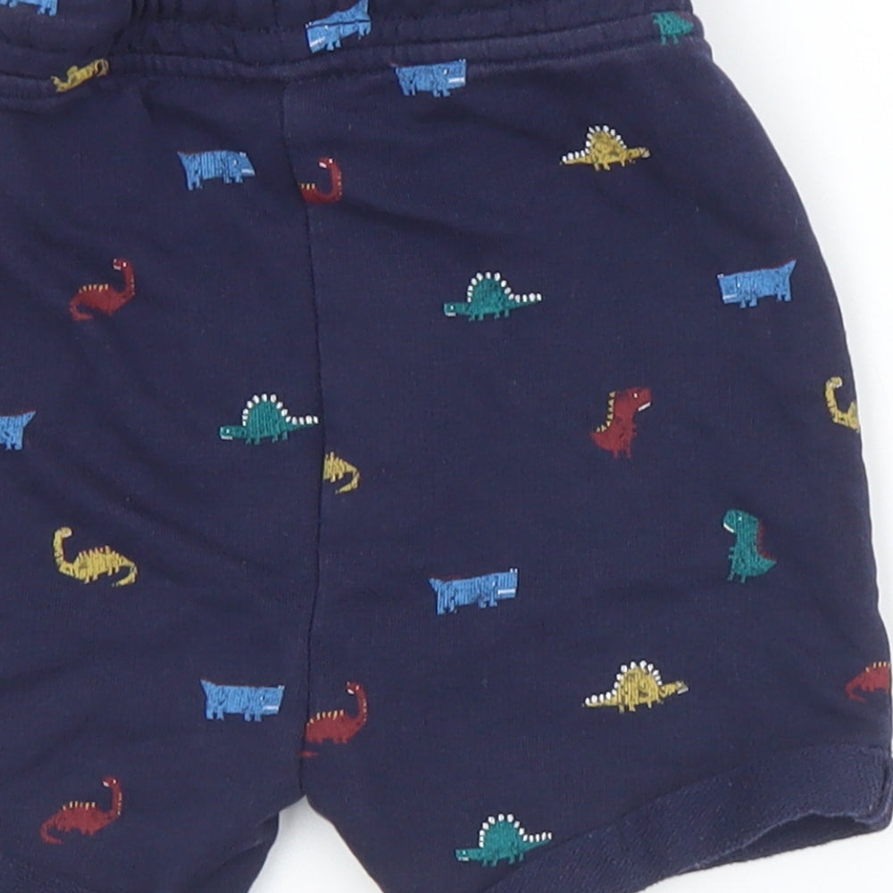 George Boys Blue Geometric Cotton Sweat Shorts Size 2-3 Years  Regular Drawstring - DInosaurs