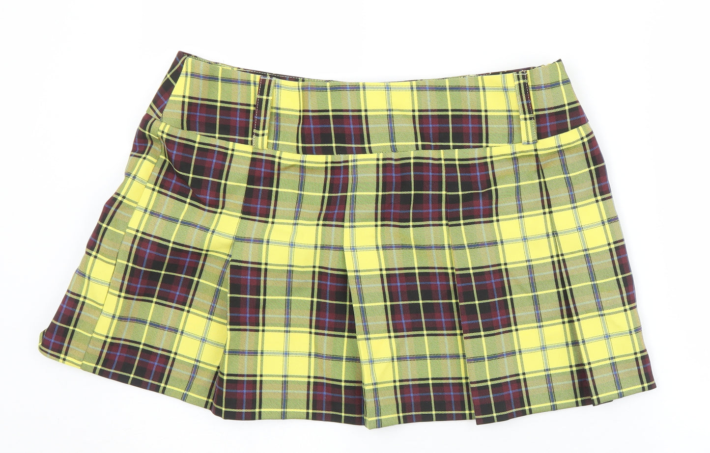 ASOS Womens Yellow Plaid Polyester Mini Skirt Size 14   Zip