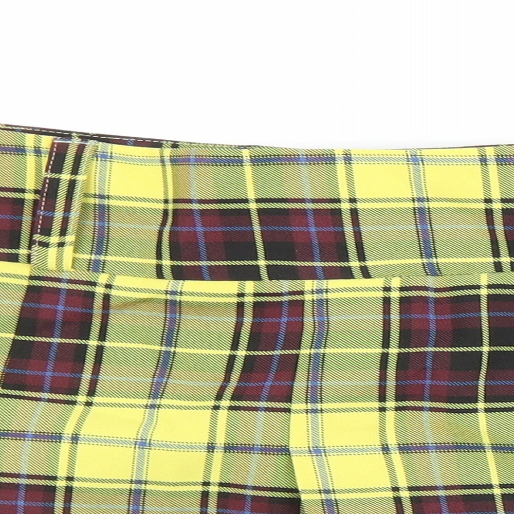 ASOS Womens Yellow Plaid Polyester Mini Skirt Size 14   Zip