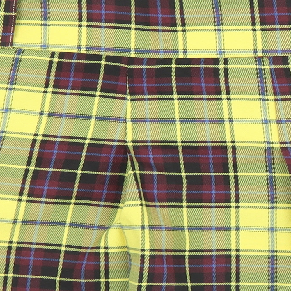 ASOS Womens Yellow Plaid Polyester Mini Skirt Size 14   Zip