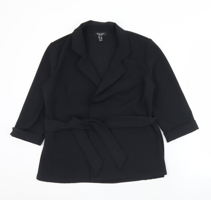 New Look Womens Black Jacket Size 8 Tie