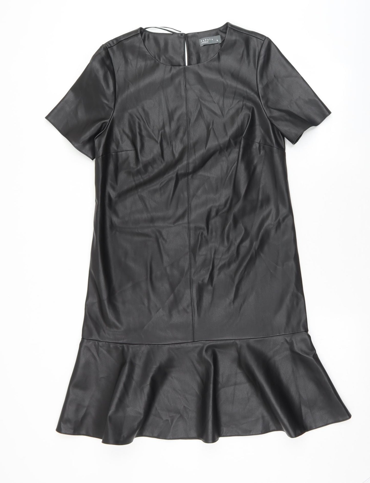 Papaya Womens Black  Polyester Fit & Flare  Size 8  Round Neck Button