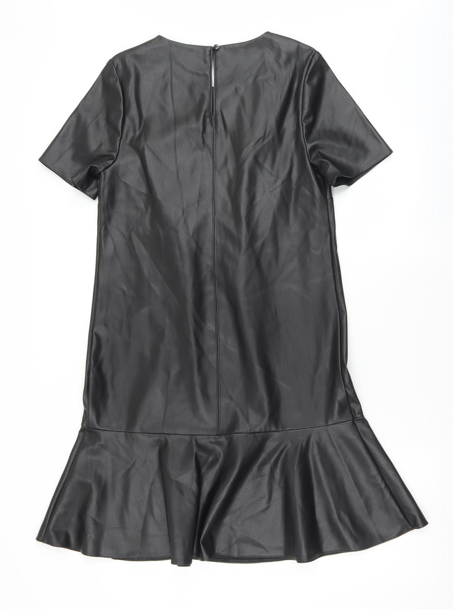Papaya Womens Black  Polyester Fit & Flare  Size 8  Round Neck Button