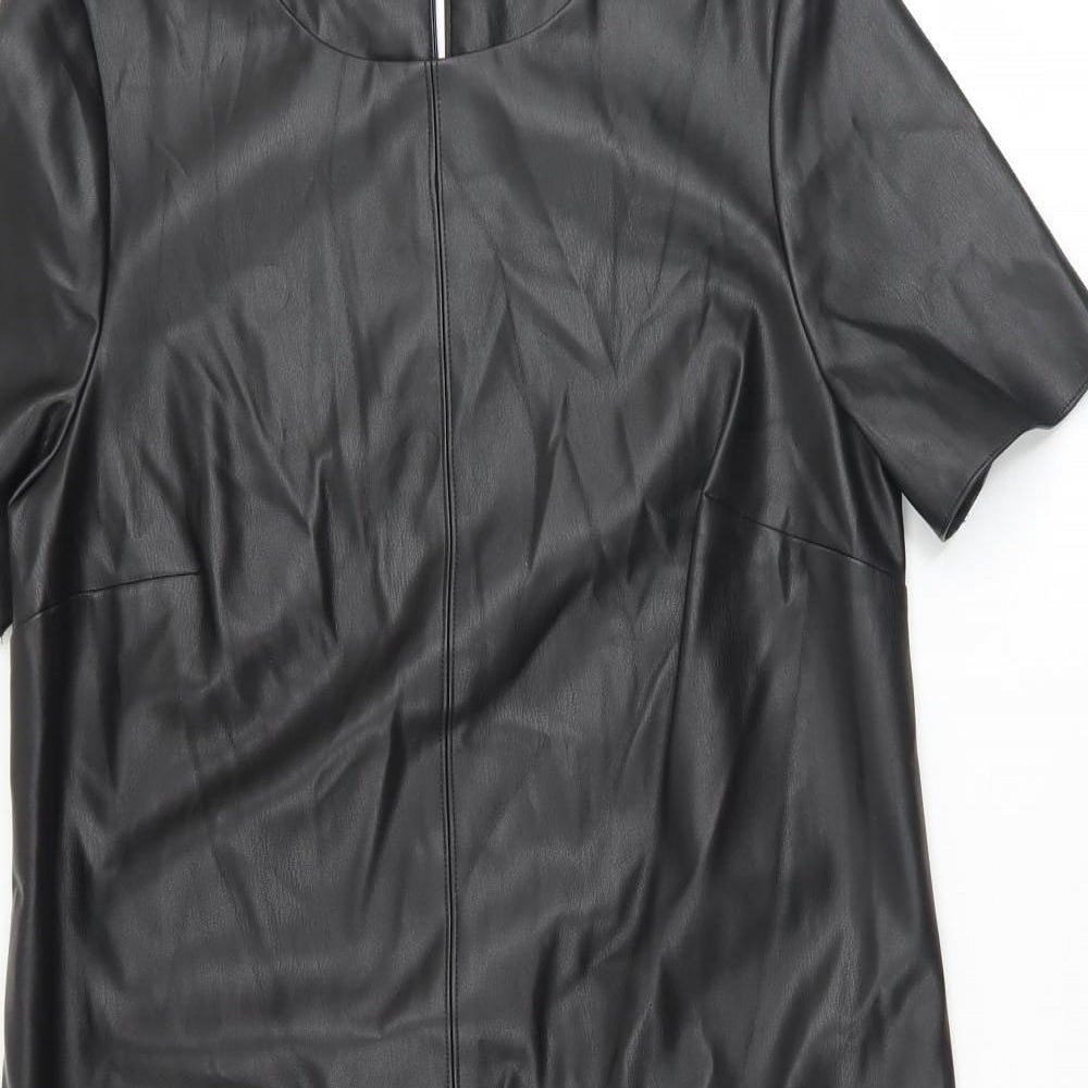 Papaya Womens Black  Polyester Fit & Flare  Size 8  Round Neck Button