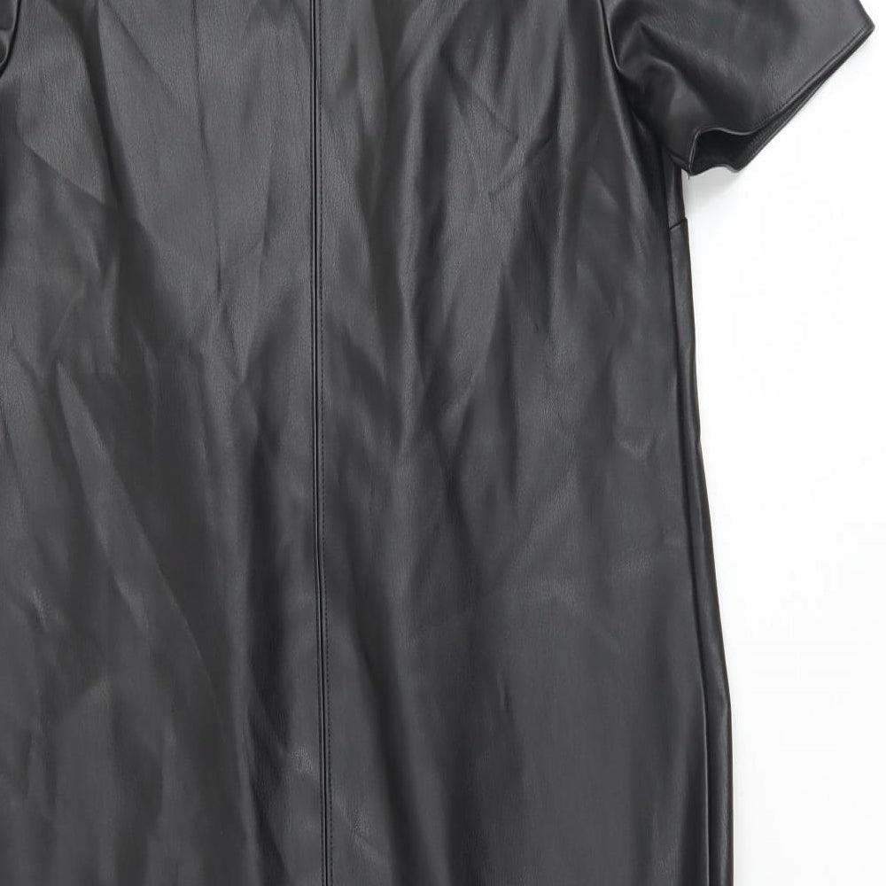 Papaya Womens Black  Polyester Fit & Flare  Size 8  Round Neck Button