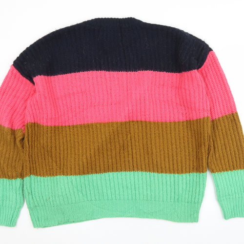 Scotch & Soda Womens Multicoloured Crew Neck Striped Acrylic Pullover Jumper Size L