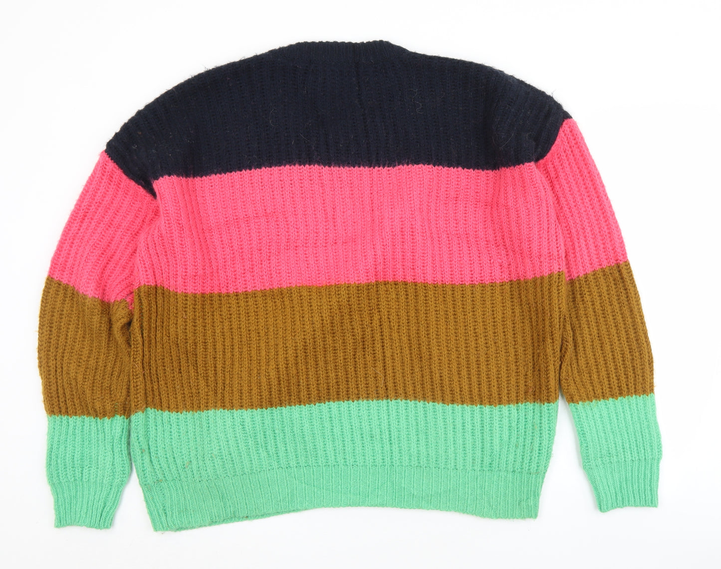 Scotch & Soda Womens Multicoloured Crew Neck Striped Acrylic Pullover Jumper Size L
