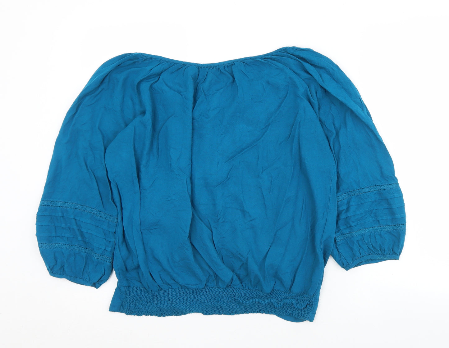 Dunnes Stores Womens Blue  Viscose Basic Button-Up Size 14 Round Neck