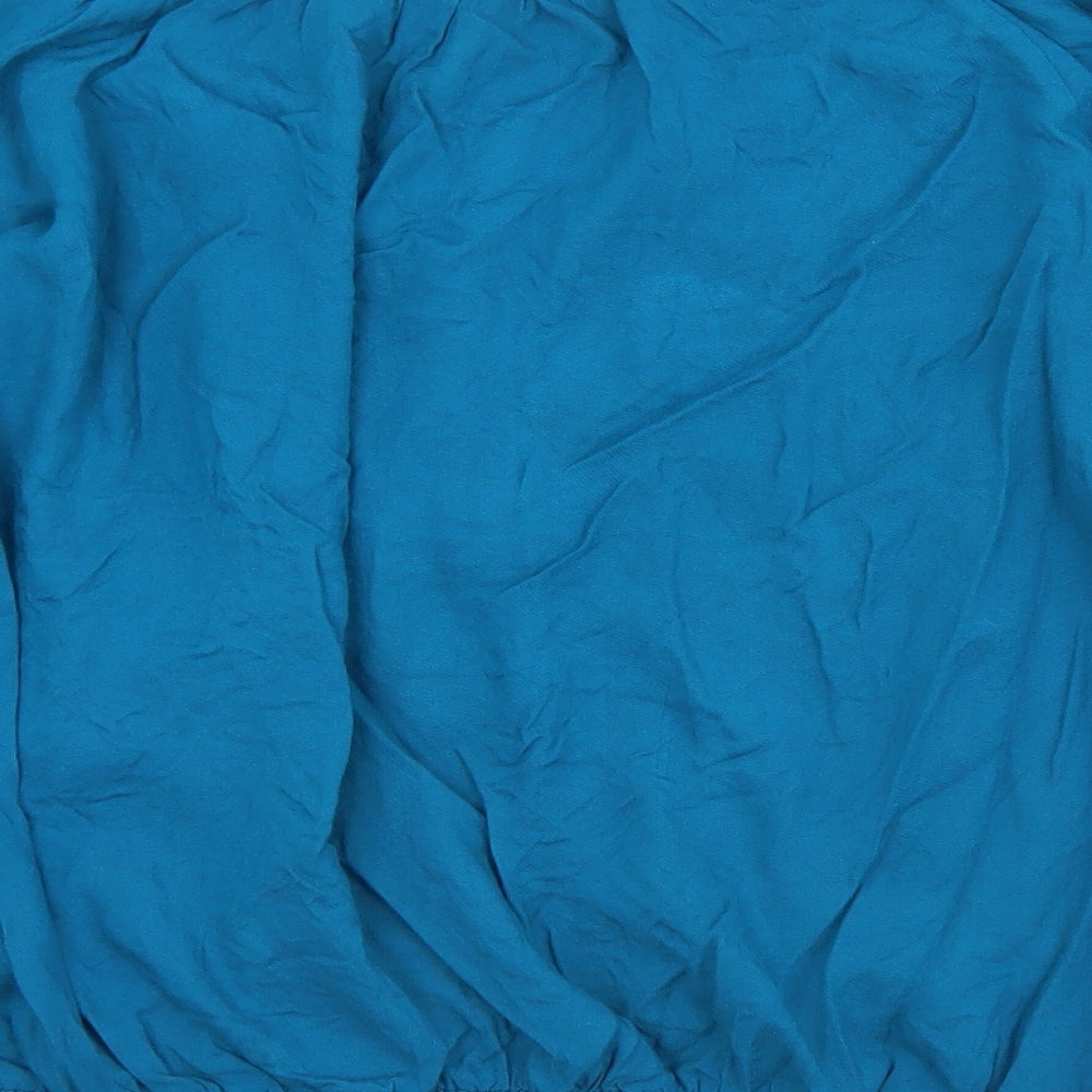 Dunnes Stores Womens Blue  Viscose Basic Button-Up Size 14 Round Neck