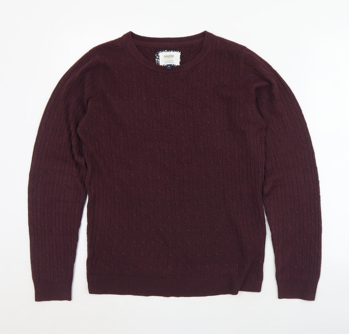 Maine Womens Purple Crew Neck Acrylic Pullover Jumper Size 10