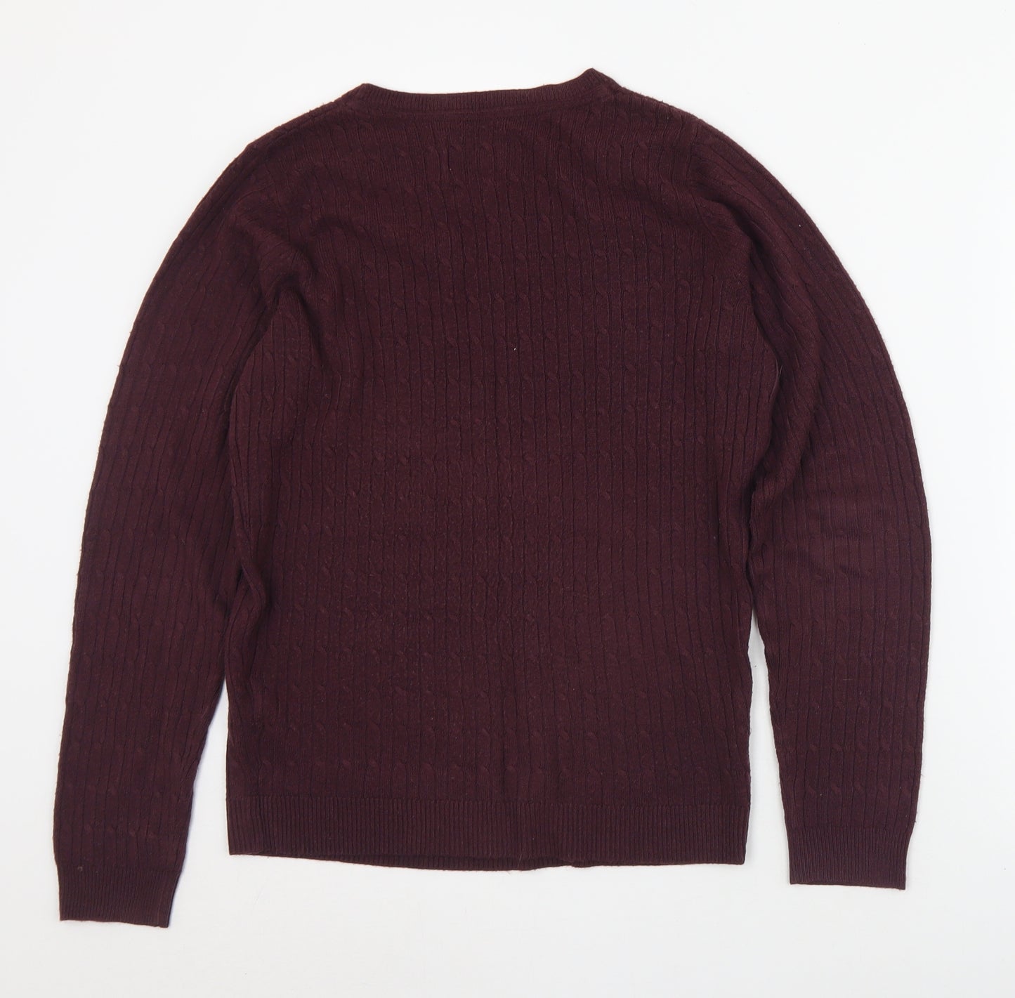 Maine Womens Purple Crew Neck  Acrylic Pullover Jumper Size 10