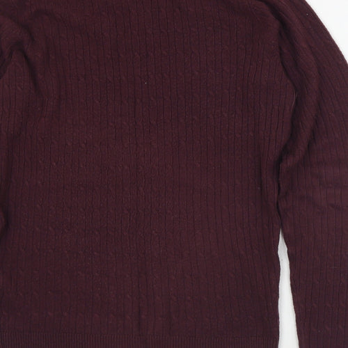Maine Womens Purple Crew Neck  Acrylic Pullover Jumper Size 10