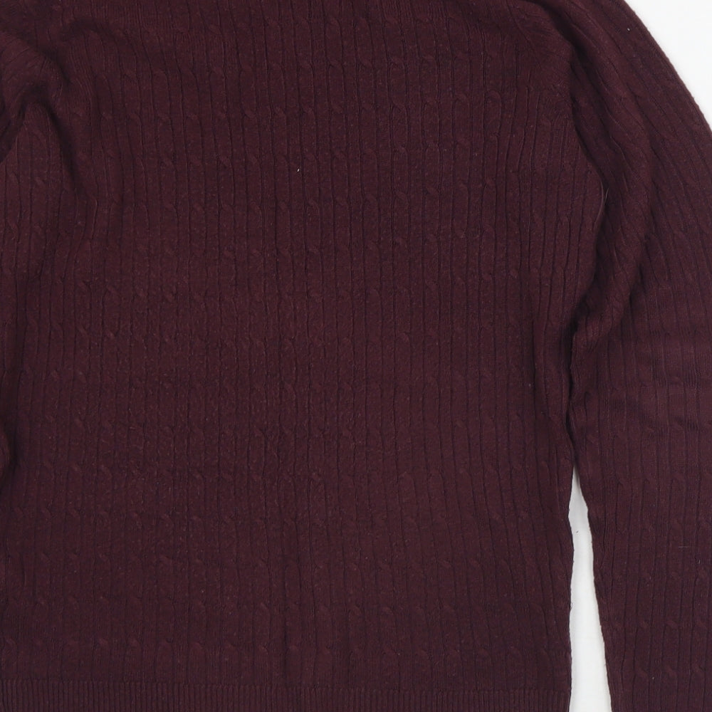 Maine Womens Purple Crew Neck  Acrylic Pullover Jumper Size 10