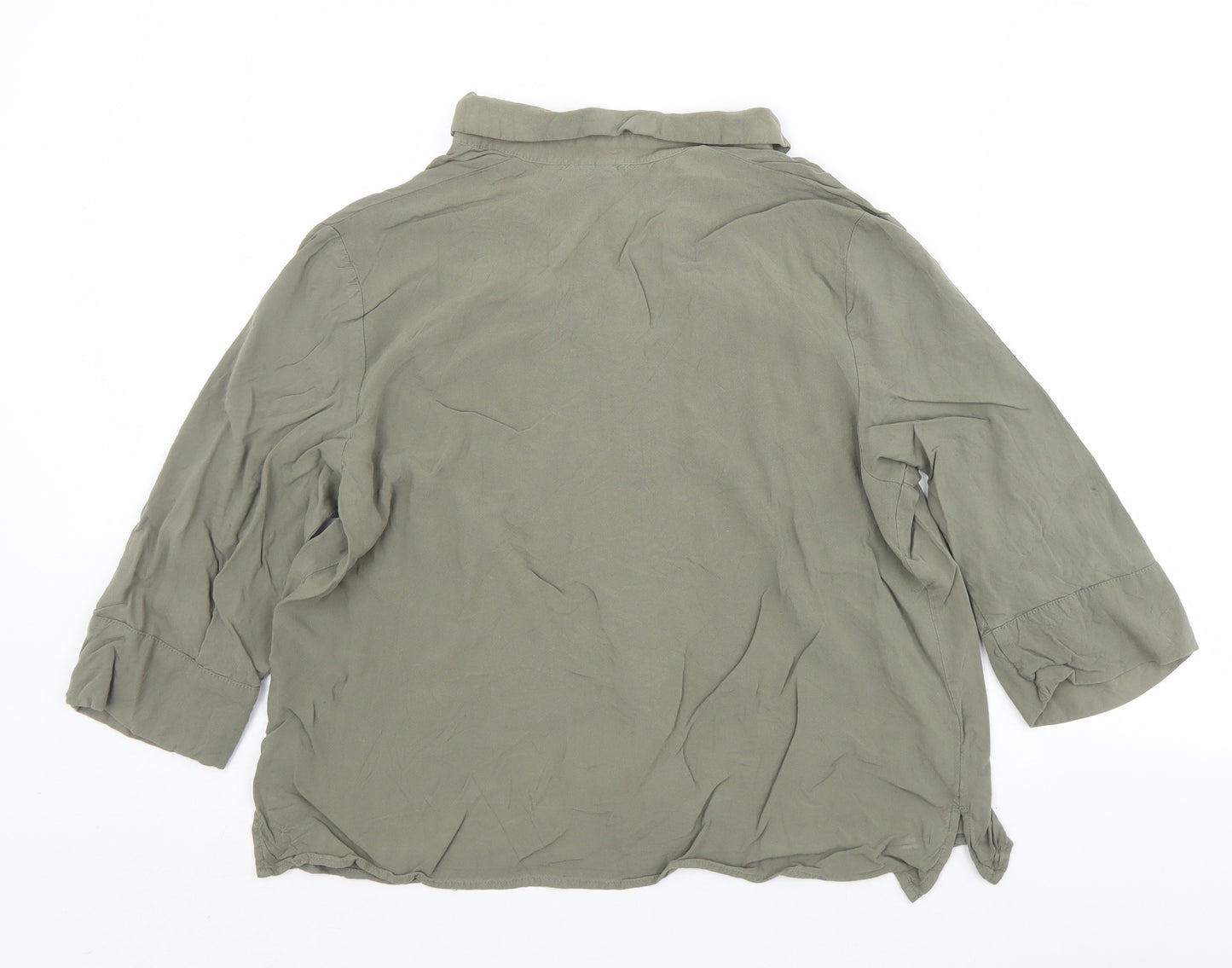 Divided Womens Green  Viscose Basic Blouse Size 12 Collared