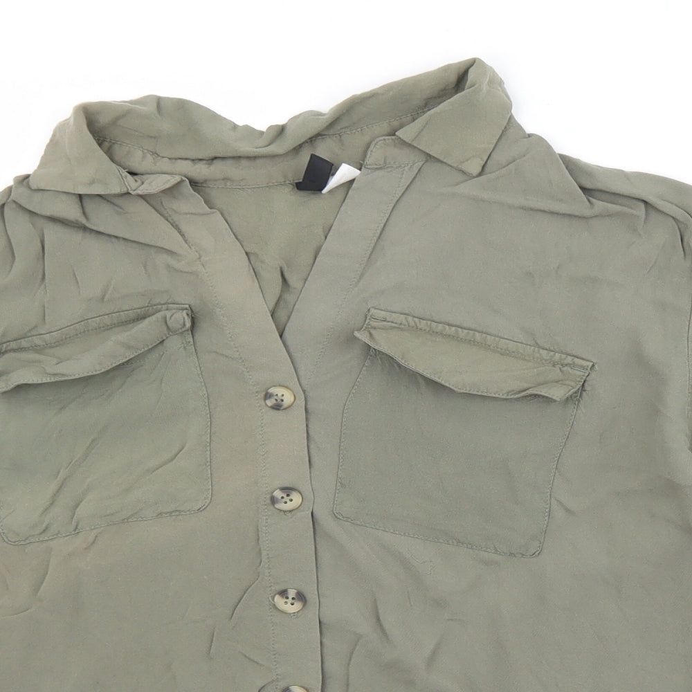 Divided Womens Green  Viscose Basic Blouse Size 12 Collared