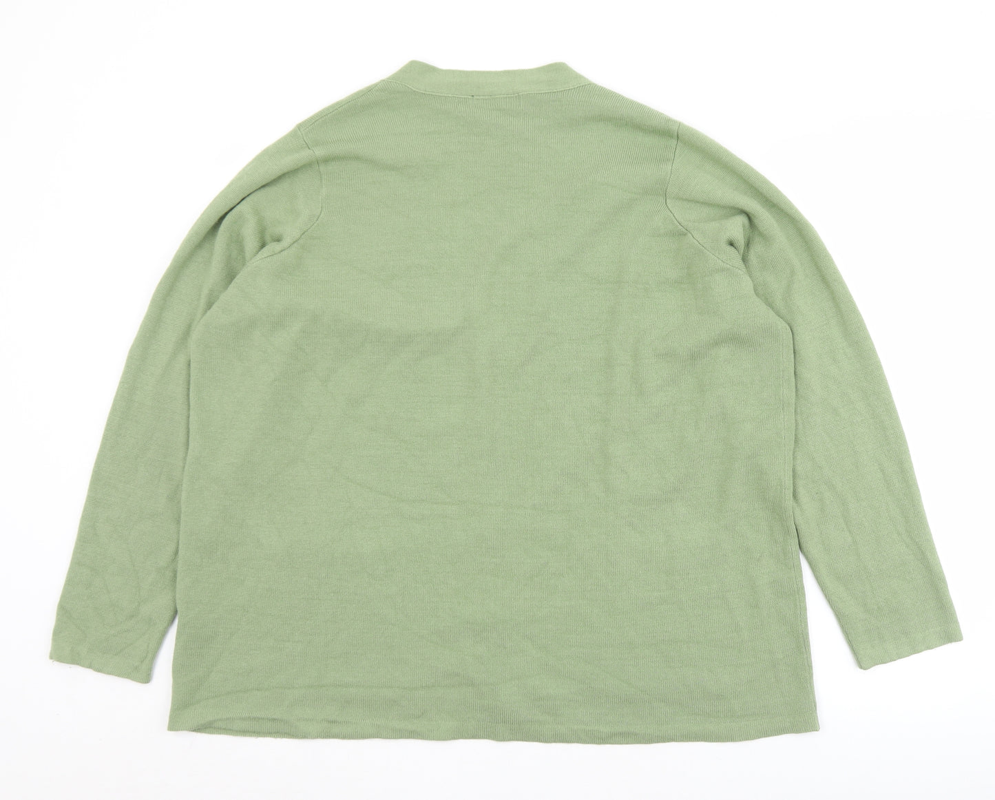 BM Mens Green V-Neck  Acrylic Cardigan Jumper Size XL