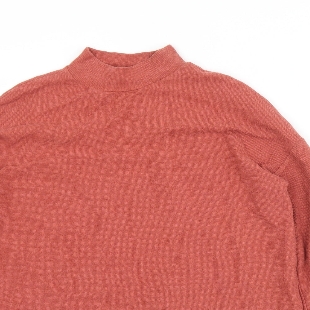 Zara Womens Brown  Polyamide Jersey T-Shirt Size S Mock Neck