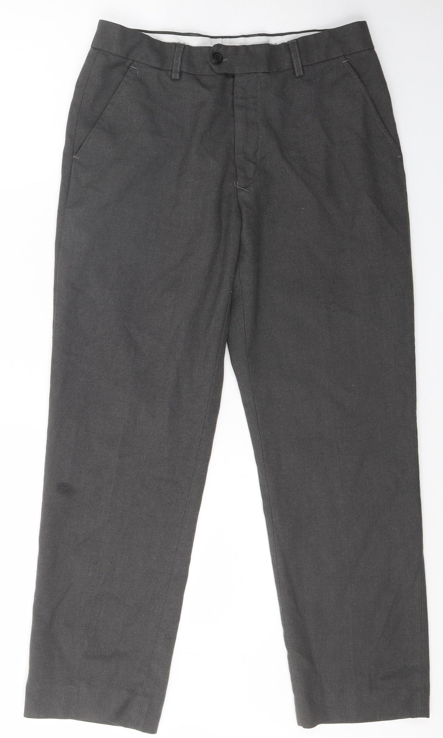 1880 club Mens Grey  Polyester Dress Pants Trousers Size 30 L26 in Classic Zip