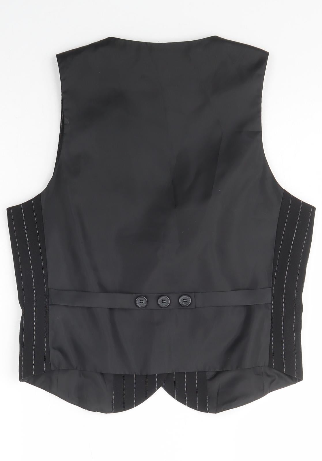 Marks and Spencer Womens Black Herringbone Polyester Jacket Suit Waistcoat Size 14