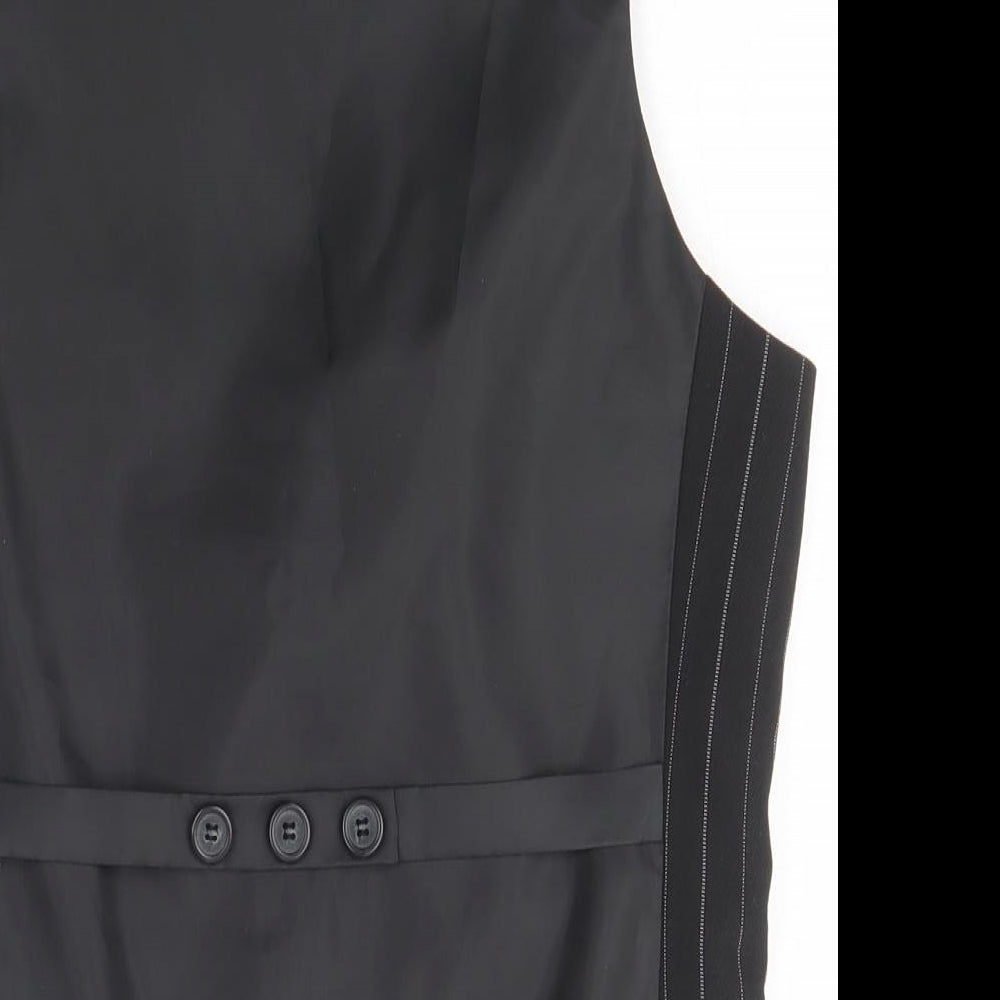 Marks and Spencer Womens Black Herringbone Polyester Jacket Suit Waistcoat Size 14