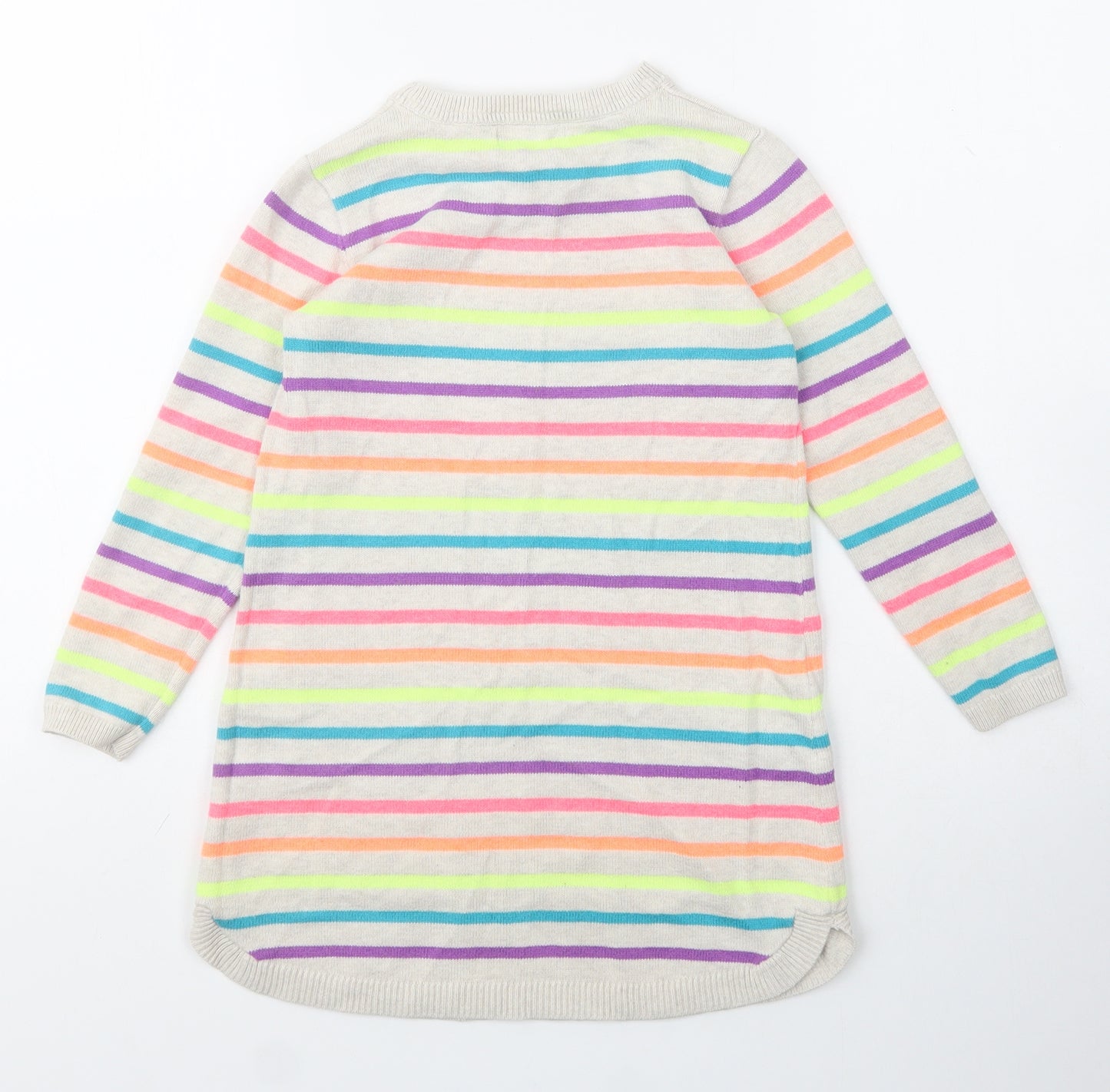 GapKids Girls Grey Striped Cotton Jumper Dress  Size 6 Years  Crew Neck
