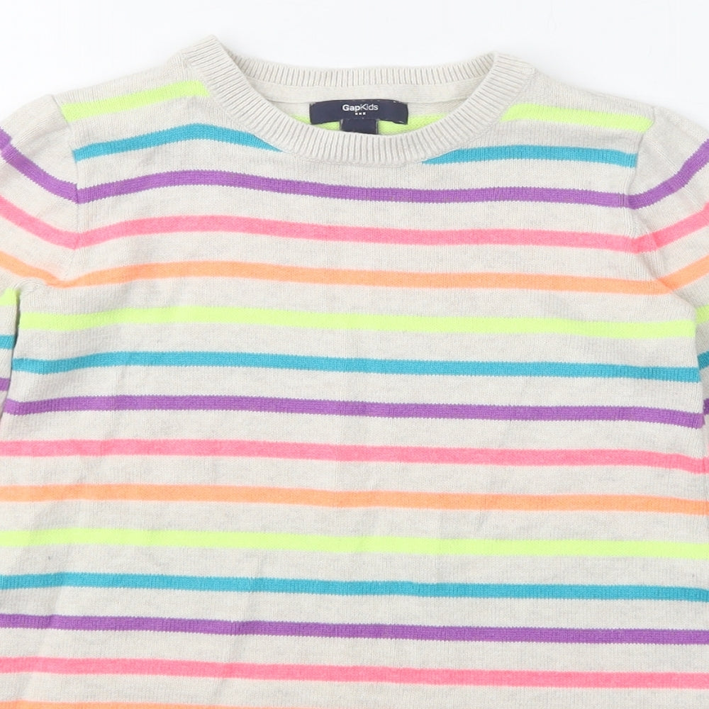 GapKids Girls Grey Striped Cotton Jumper Dress  Size 6 Years  Crew Neck