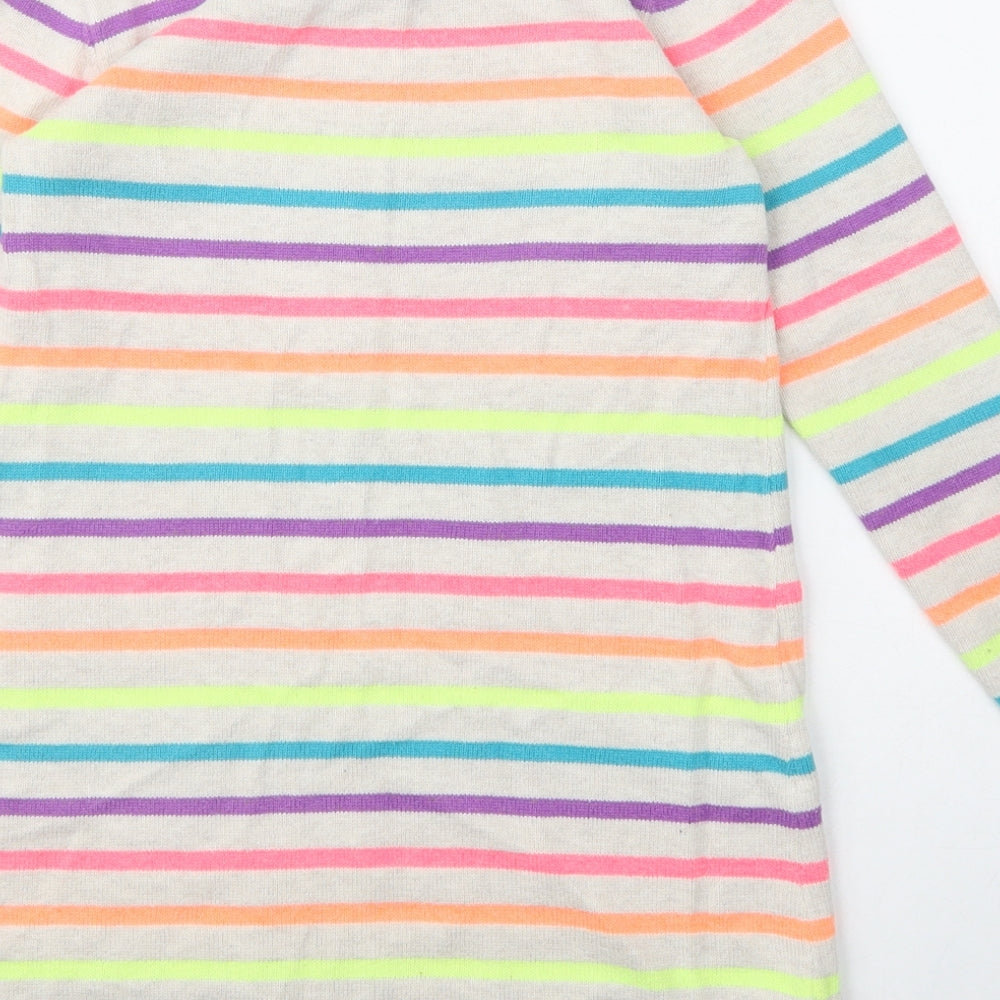 GapKids Girls Grey Striped Cotton Jumper Dress  Size 6 Years  Crew Neck