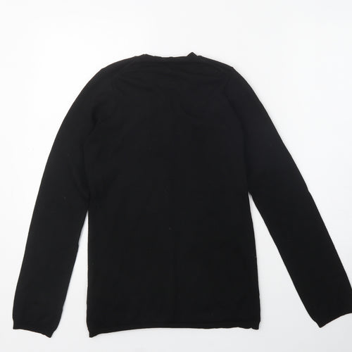 Uniqlo Boys Black  Wool Basic Casual Size S Crew Neck