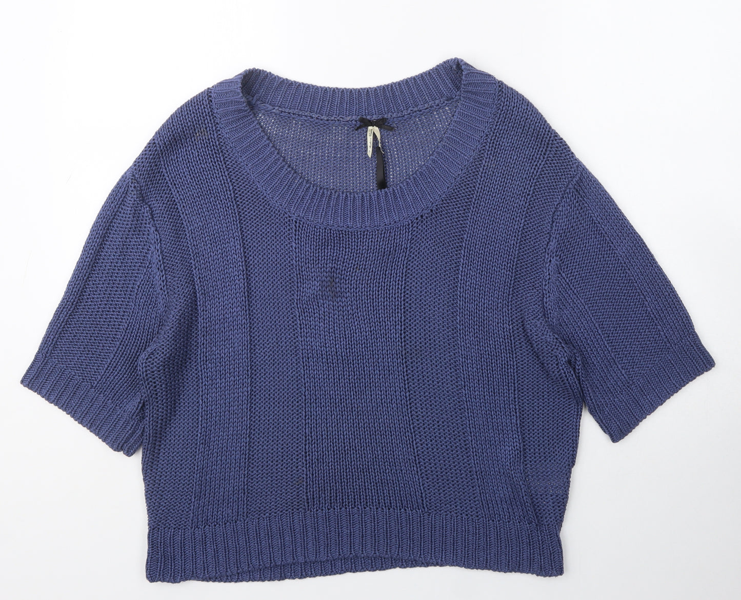 Fashion Union Womens Blue Scoop Neck  Acrylic Pullover Jumper Size L