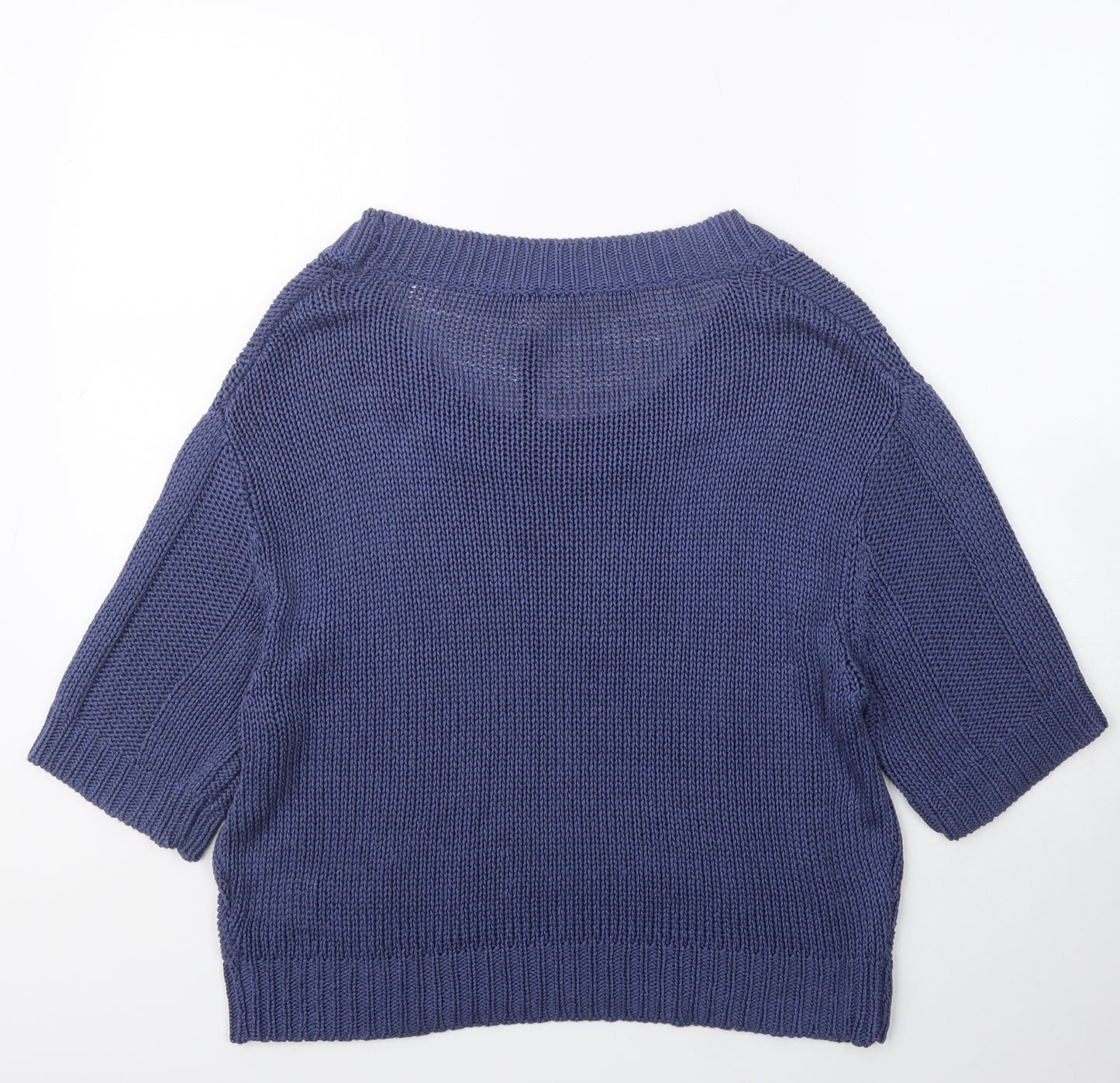 Fashion Union Womens Blue Scoop Neck  Acrylic Pullover Jumper Size L