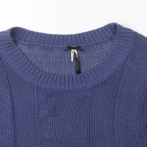 Fashion Union Womens Blue Scoop Neck  Acrylic Pullover Jumper Size L