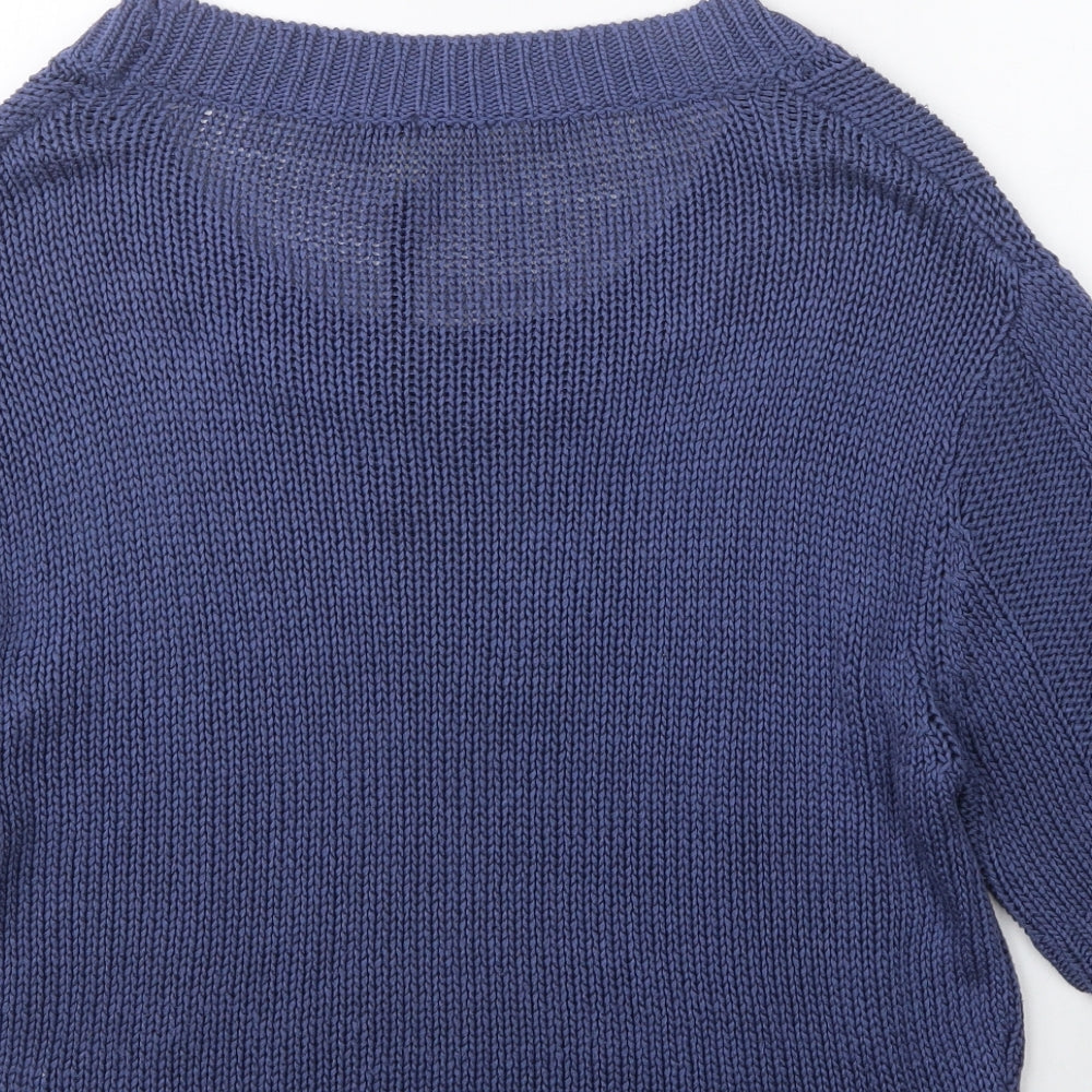 Fashion Union Womens Blue Scoop Neck  Acrylic Pullover Jumper Size L