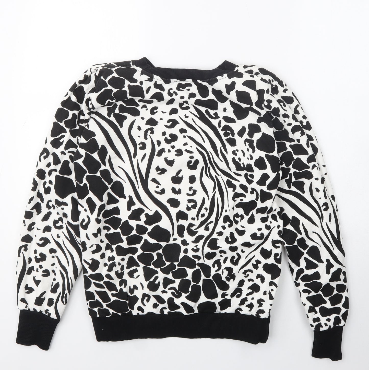 River Island Womens White Animal Print Cotton Pullover Hoodie Size S   - Zebra Zebra Print