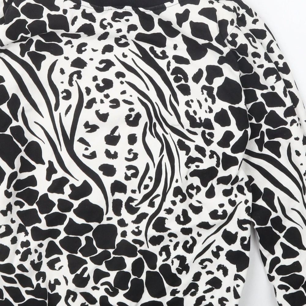 River Island Womens White Animal Print Cotton Pullover Hoodie Size S   - Zebra Zebra Print