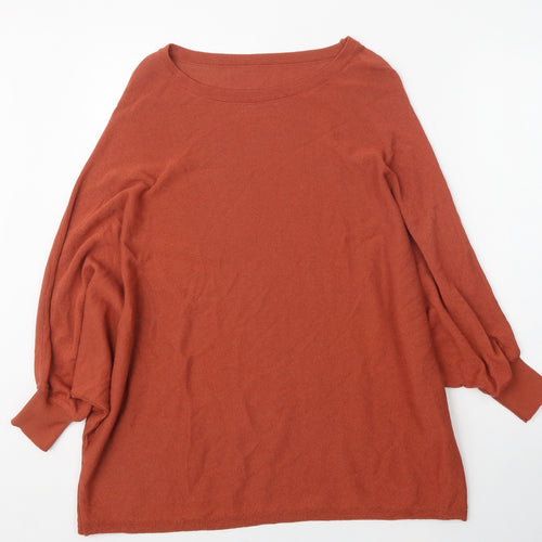 Zan.Style Womens Orange Scoop Neck  Viscose Shrug Jumper Size M