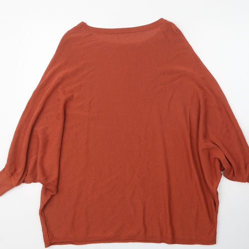 Zan.Style Womens Orange Scoop Neck  Viscose Shrug Jumper Size M