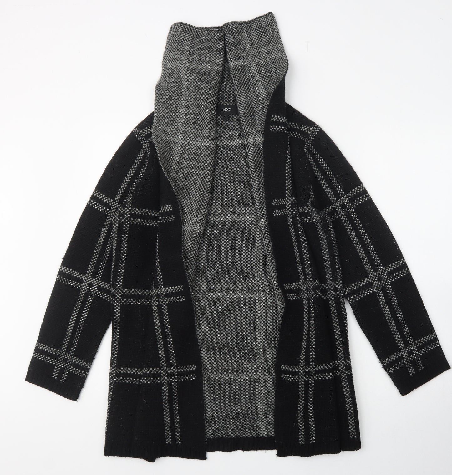NEXT Womens Black High Neck Herringbone Acrylic Wrap Jumper Size M