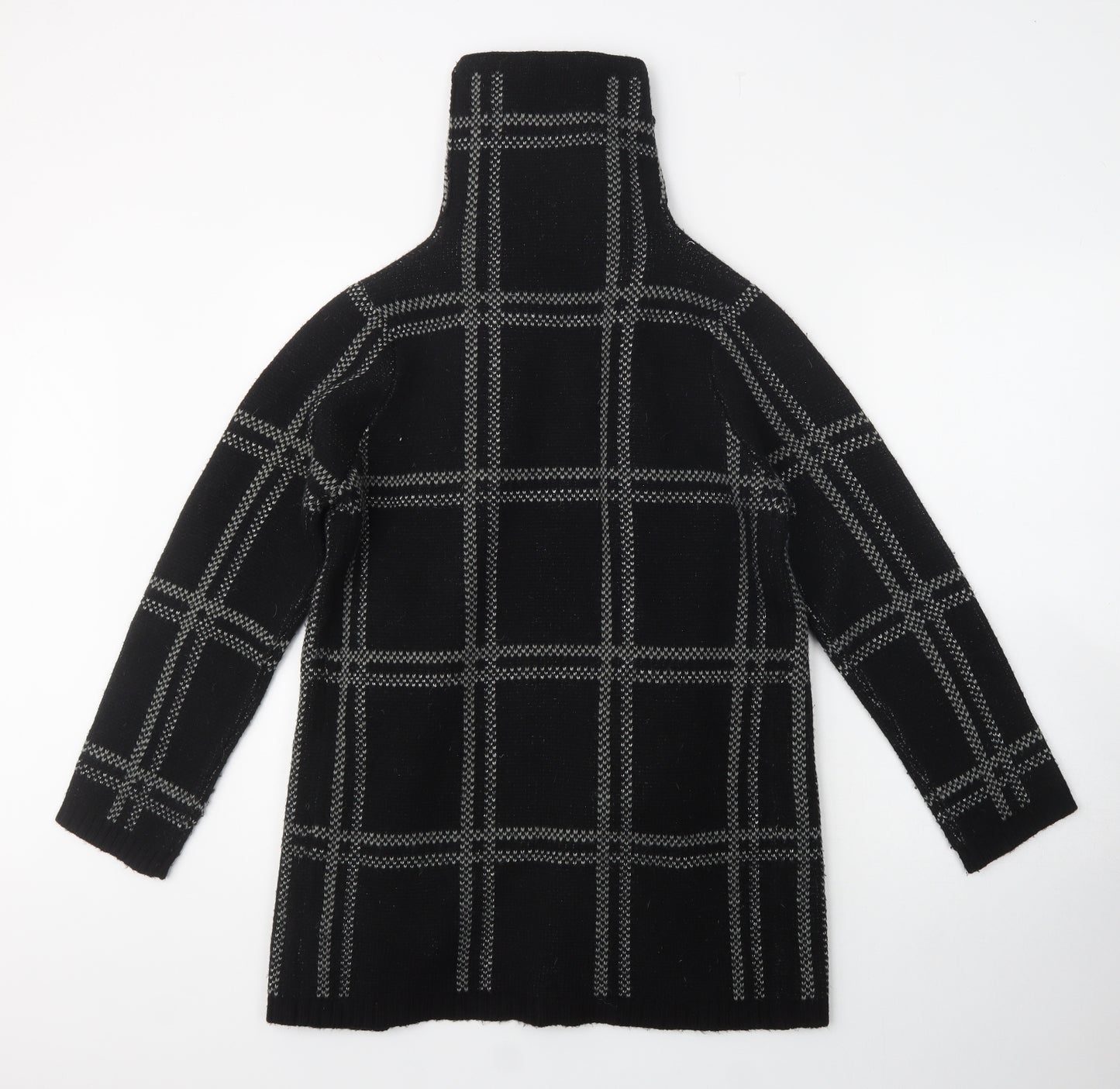 NEXT Womens Black High Neck Herringbone Acrylic Wrap Jumper Size M