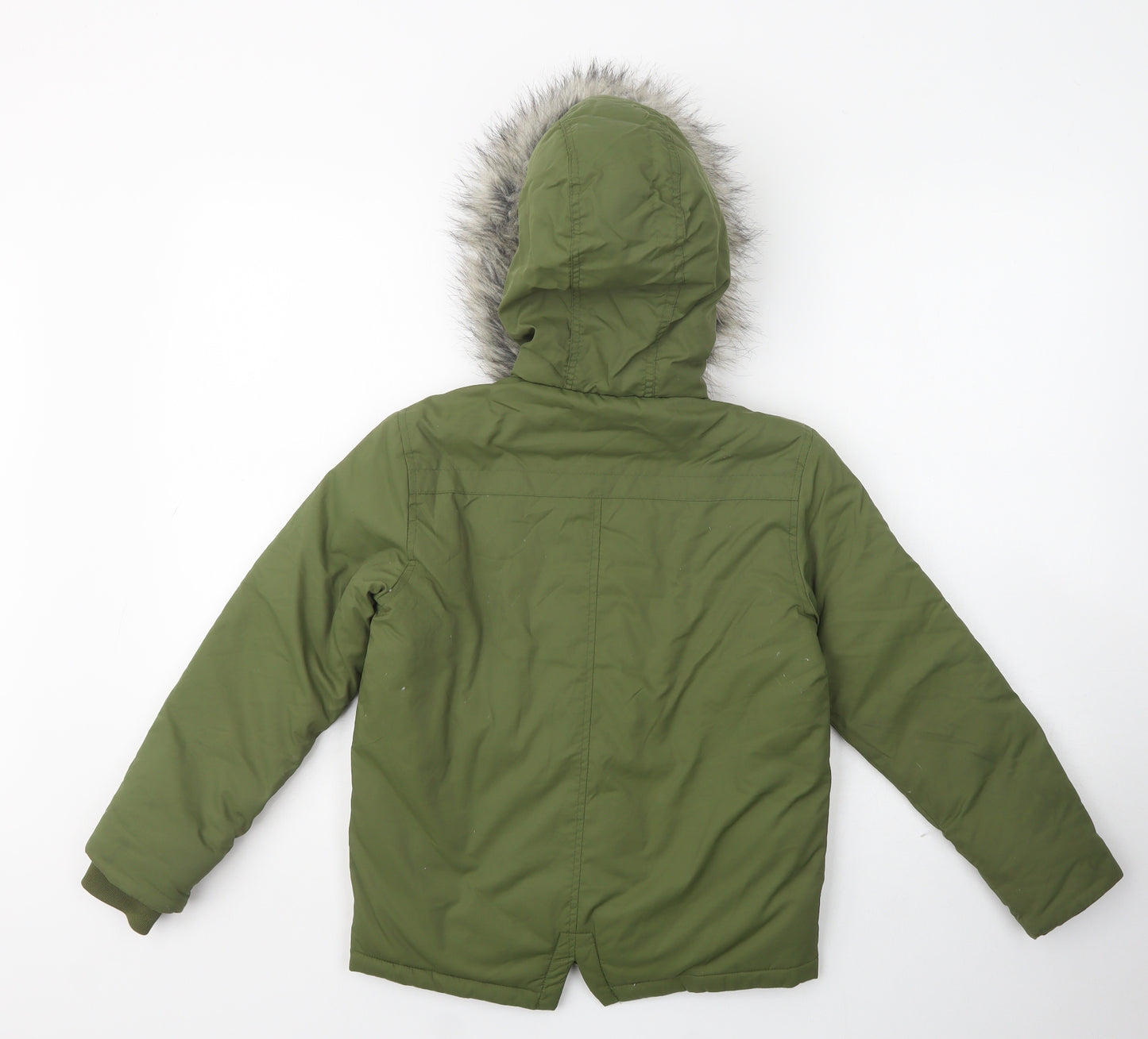 M&Co Boys Green   Parka Coat Size 7 Years  Zip