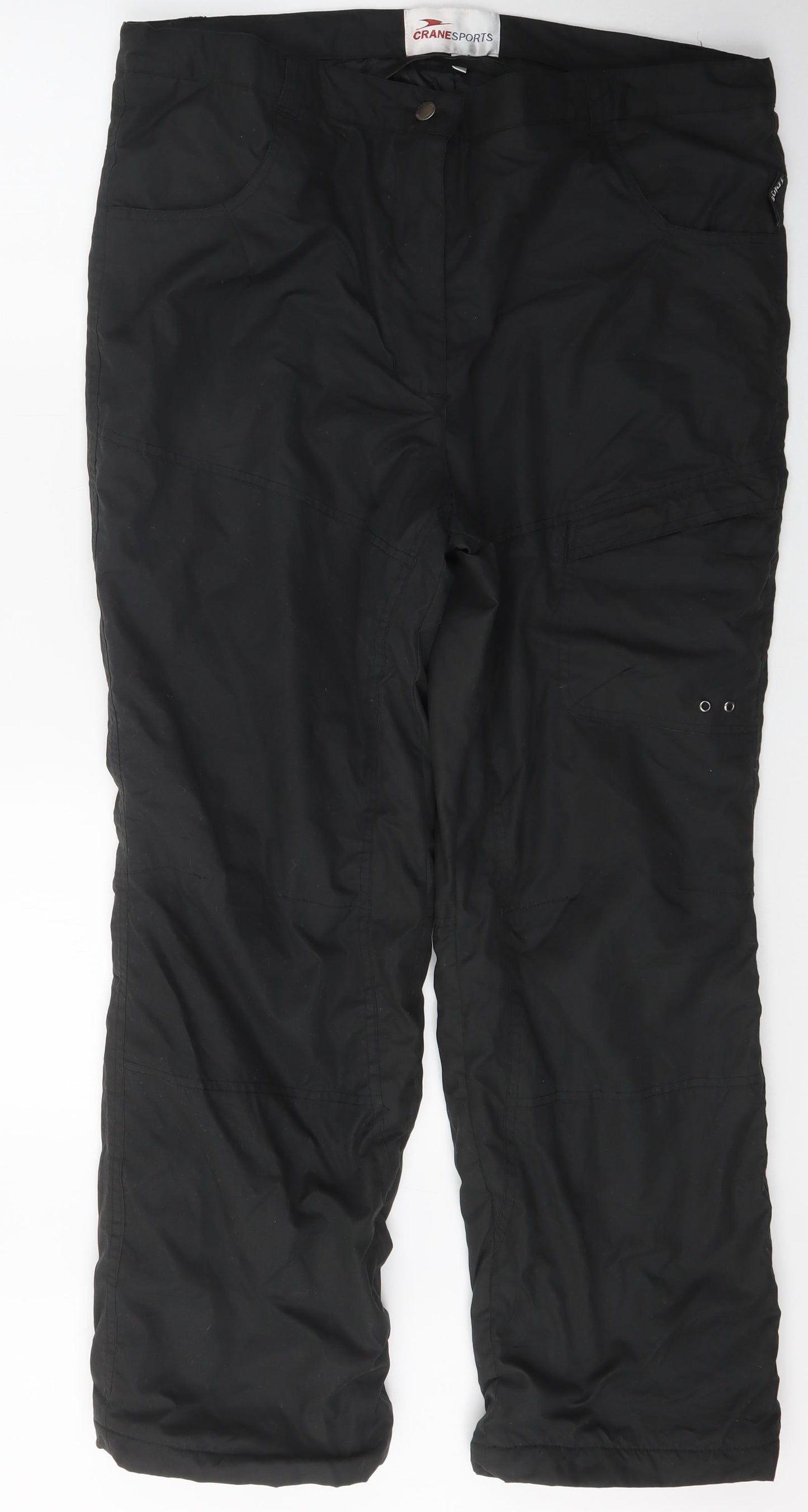 Crane Sport Mens Black  Polyester Rain Trousers Trousers Size L L29 in Regular Zip